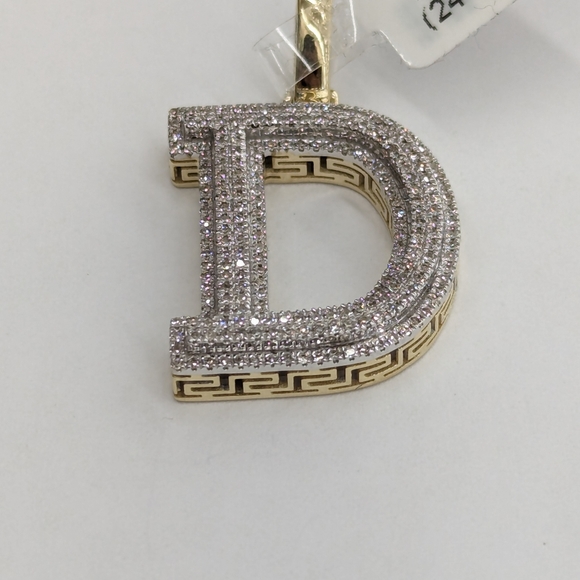 Real Diamond 10kt Gold Initial D Block Letter D Pendant - Picture 8 of 8